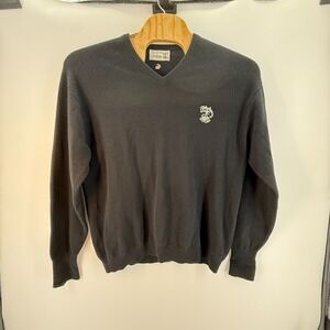 Turnbury Scotland Black SWEATER Extra Fine NEW WOOL VNeck MENS Regular Golf‎